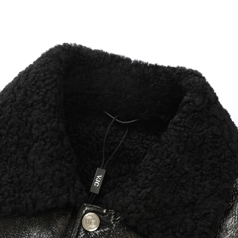 【复古羊皮革皮衣】VJC/威杰思秋冬男装外套保暖时尚拼接毛绒翻简,淘宝优惠券,粉丝福利购,淘宝优惠卷