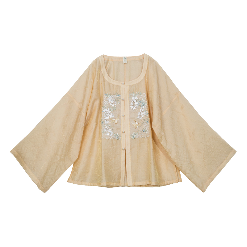 玉鸟紫藤 清水溪汉服上衣圆领衫长袖改良马面裙套装国风日常半裙,淘宝优惠券,粉丝福利购,淘宝优惠卷