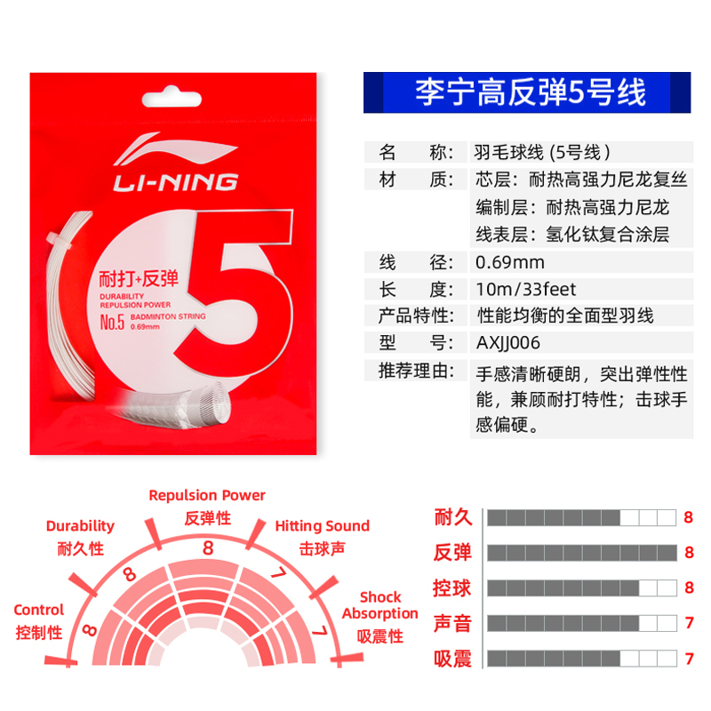 李宁羽毛球线一号线 羽毛球拍线1号5号线7号N65/68/69线N61高弹线 - 图1