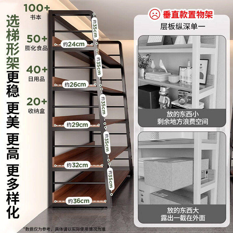 书架落地置物架客厅收纳储物柜一体靠墙桌面旁架子可移动铁艺书柜,淘宝优惠券,粉丝福利购,淘宝优惠卷