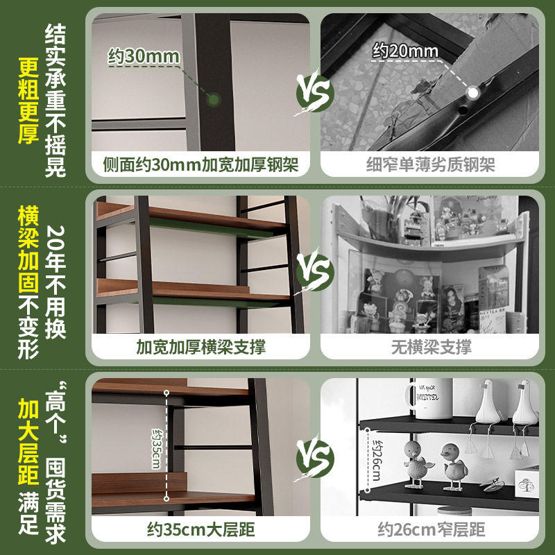 书架落地置物架客厅收纳储物柜一体靠墙桌面旁架子可移动铁艺书柜,淘宝优惠券,粉丝福利购,淘宝优惠卷