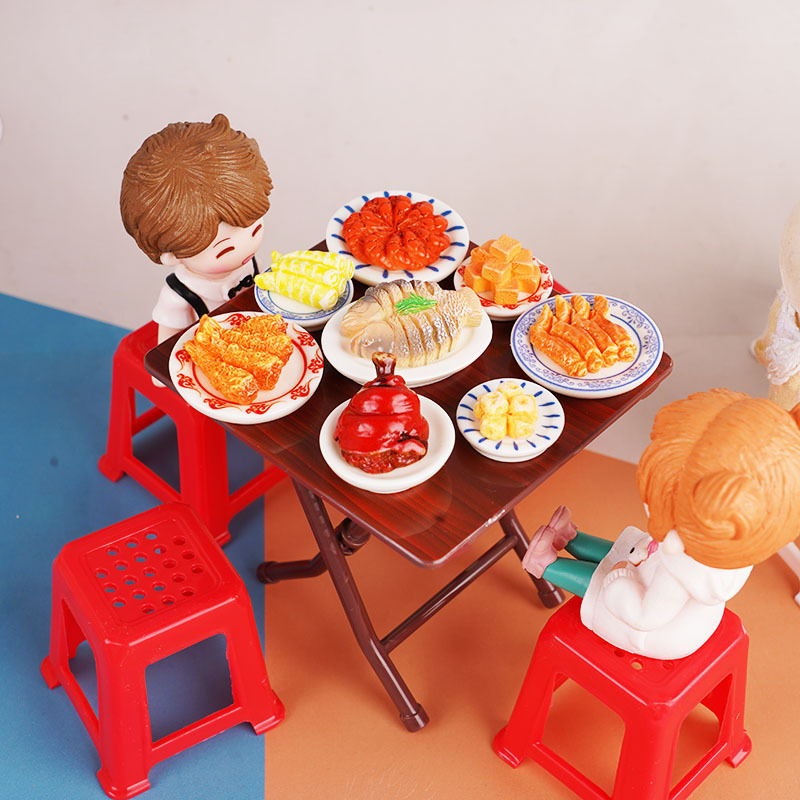 Miniature Doll House Mini Folding Table and Chair Toy Set