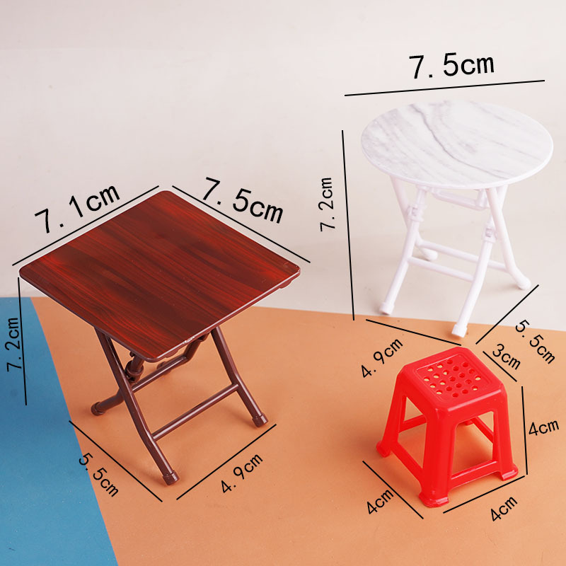 Miniature Doll House Mini Folding Table and Chair Toy Set