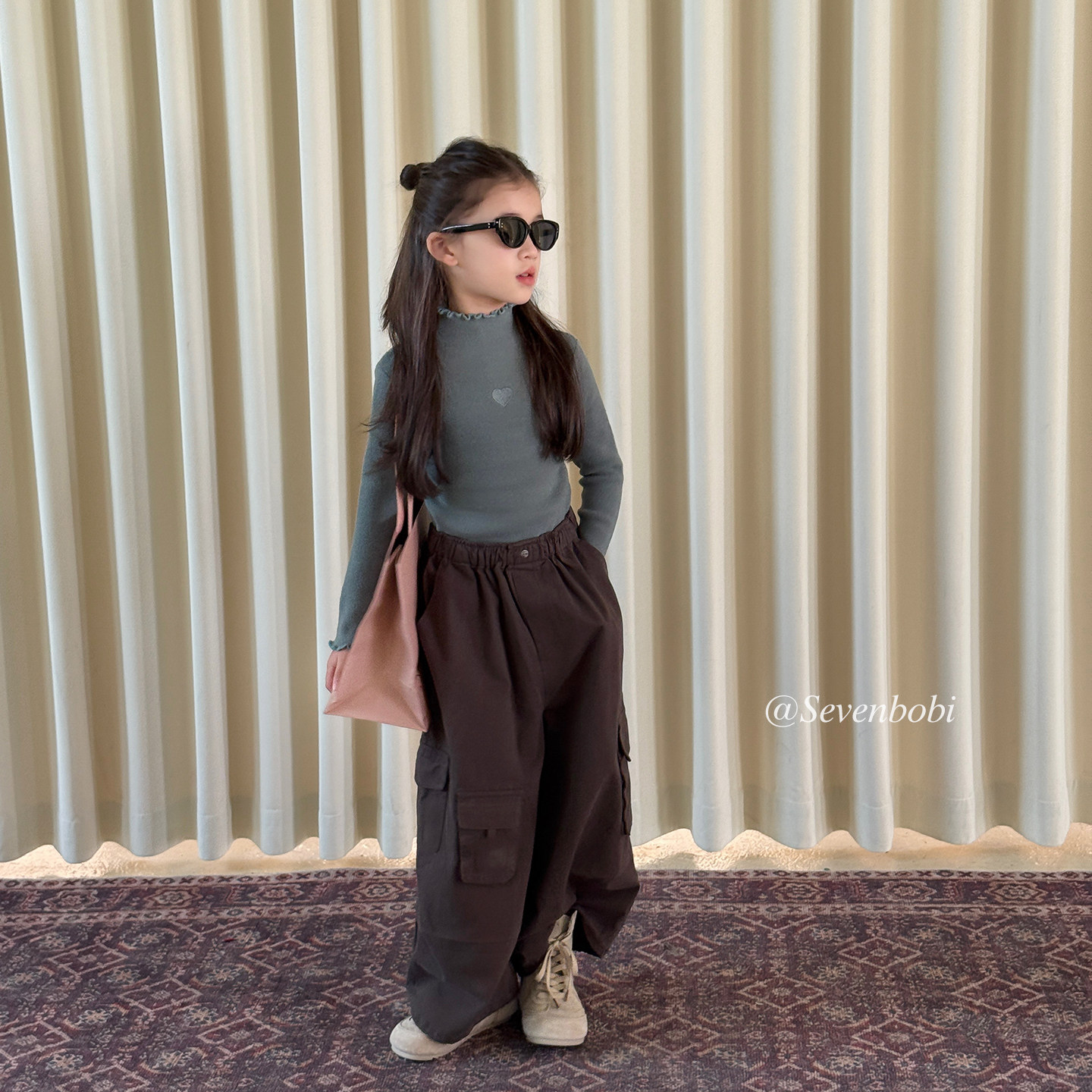 柒号童仓女大童韩版百搭纯色打底衫冬装新款儿童保暖木耳边毛衣潮,淘宝优惠券,粉丝福利购,淘宝优惠卷