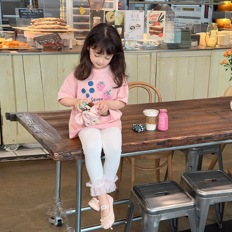 柒号童仓女童韩版蕾丝拼接打底裤春夏新款甜美高弹力亲肤针织裤潮,淘宝优惠券,粉丝福利购,淘宝优惠卷