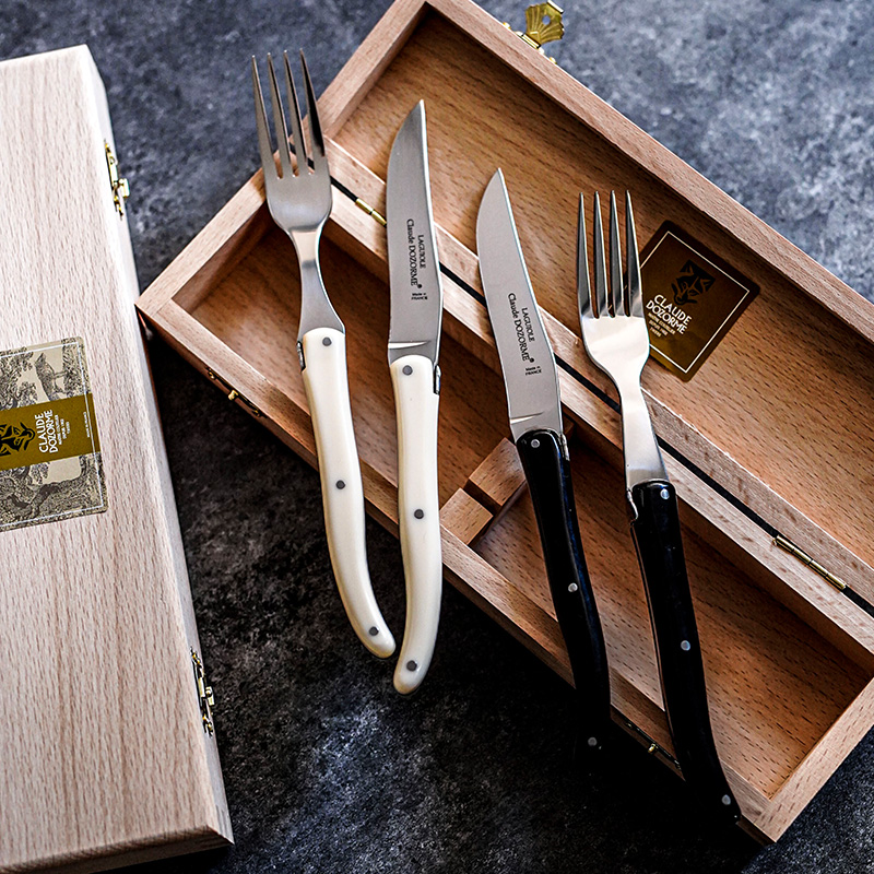 法国Claude dozorme狼头无扣拉吉奥乐系列牛排刀叉礼盒汤勺咖啡勺 - 图2