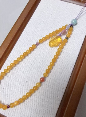 天然蜜蜡手机链手工串珠