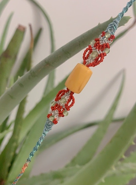 现货清仓手工编织手绳蜜蜡桶珠手链蝴蝶福叠手绳