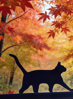 黑猫轮廓金属地插花园栅栏