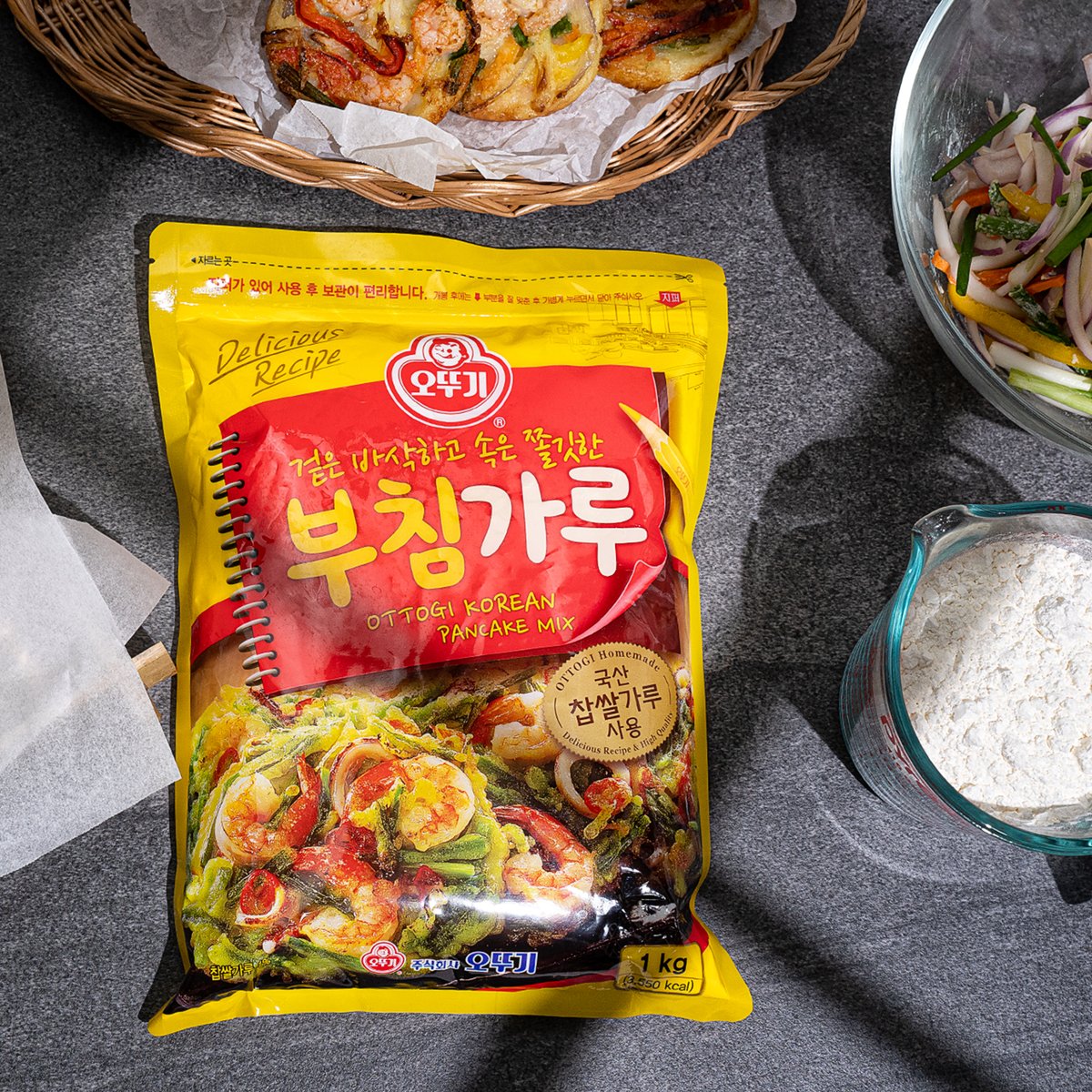 韩国原装进口饼粉不倒翁奥土基煎饼粉1KG*10袋泡菜饼海鲜饼土豆饼 - 图0