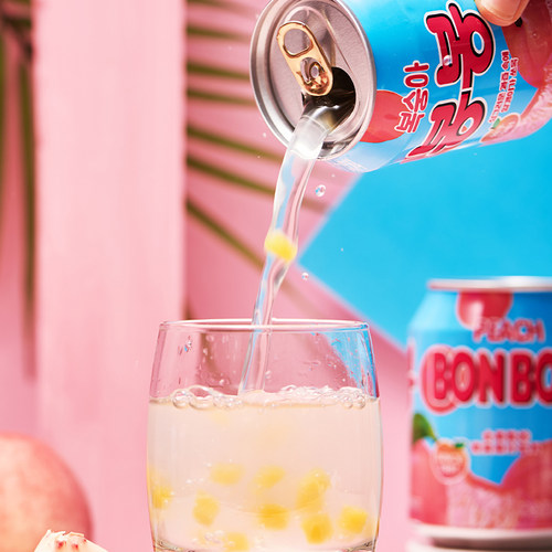 韩国进口海太水蜜桃汁桃果粒饮料238ml*12罐/箱 果肉果汁饮品包邮 - 图1