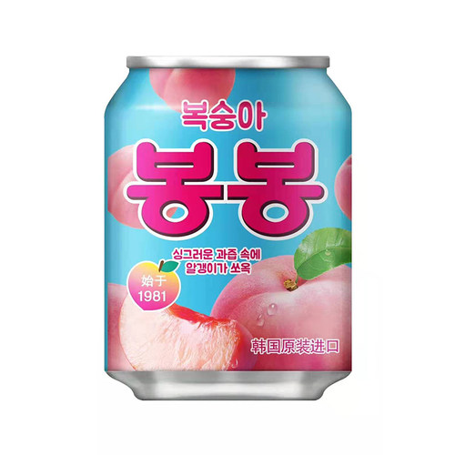 韩国进口海太水蜜桃汁桃果粒饮料238ml*12罐/箱 果肉果汁饮品包邮 - 图3