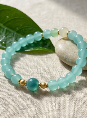 新中式蓝琉璃溏心玛瑙手链百搭