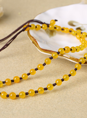 天然玛瑙玉髓挂绳男女款编织项链