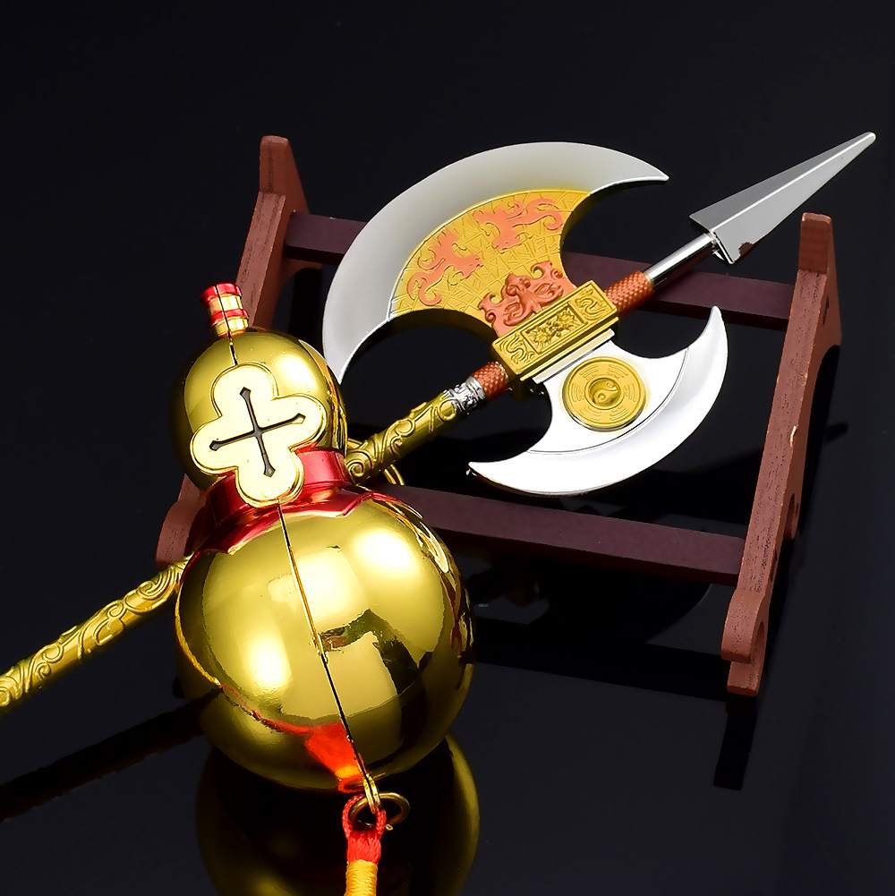 隋唐演义影视周边程咬金八卦宣化斧酒壶套装全金属武器模型合金摆 - 图2