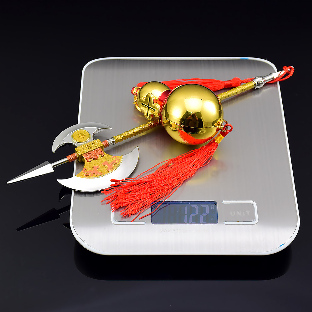 隋唐演义影视周边程咬金八卦宣化斧酒壶套装全金属武器模型合金摆 - 图1