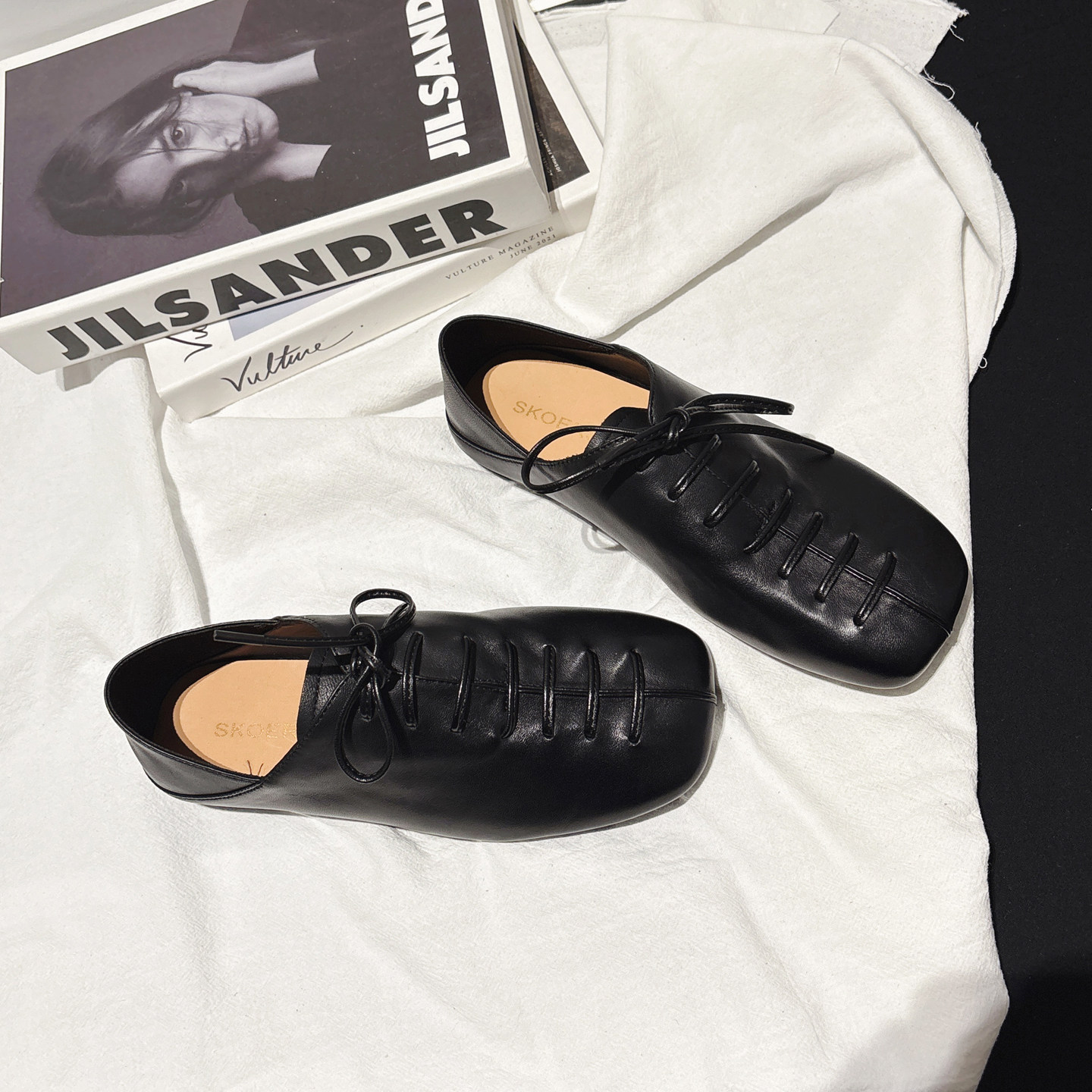 小羊皮~可踩穿平跟英伦系带小皮鞋女配袜子牛津鞋ins深口方头单鞋,淘宝优惠券,粉丝福利购,淘宝优惠卷