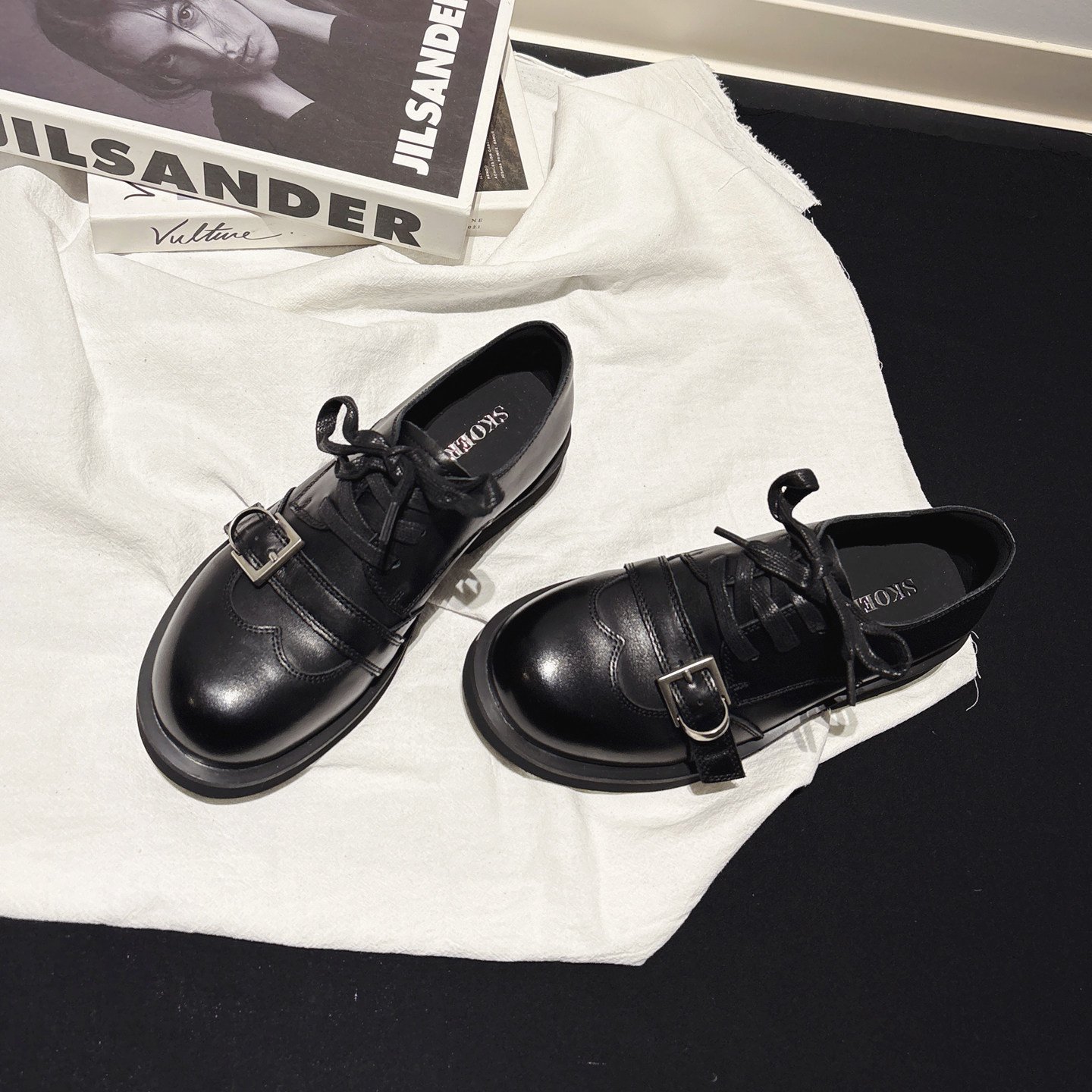 头层牛皮中跟皮带扣复古布洛克鞋英伦jk小皮鞋系带乐福鞋深口单鞋,淘宝优惠券,粉丝福利购,淘宝优惠卷