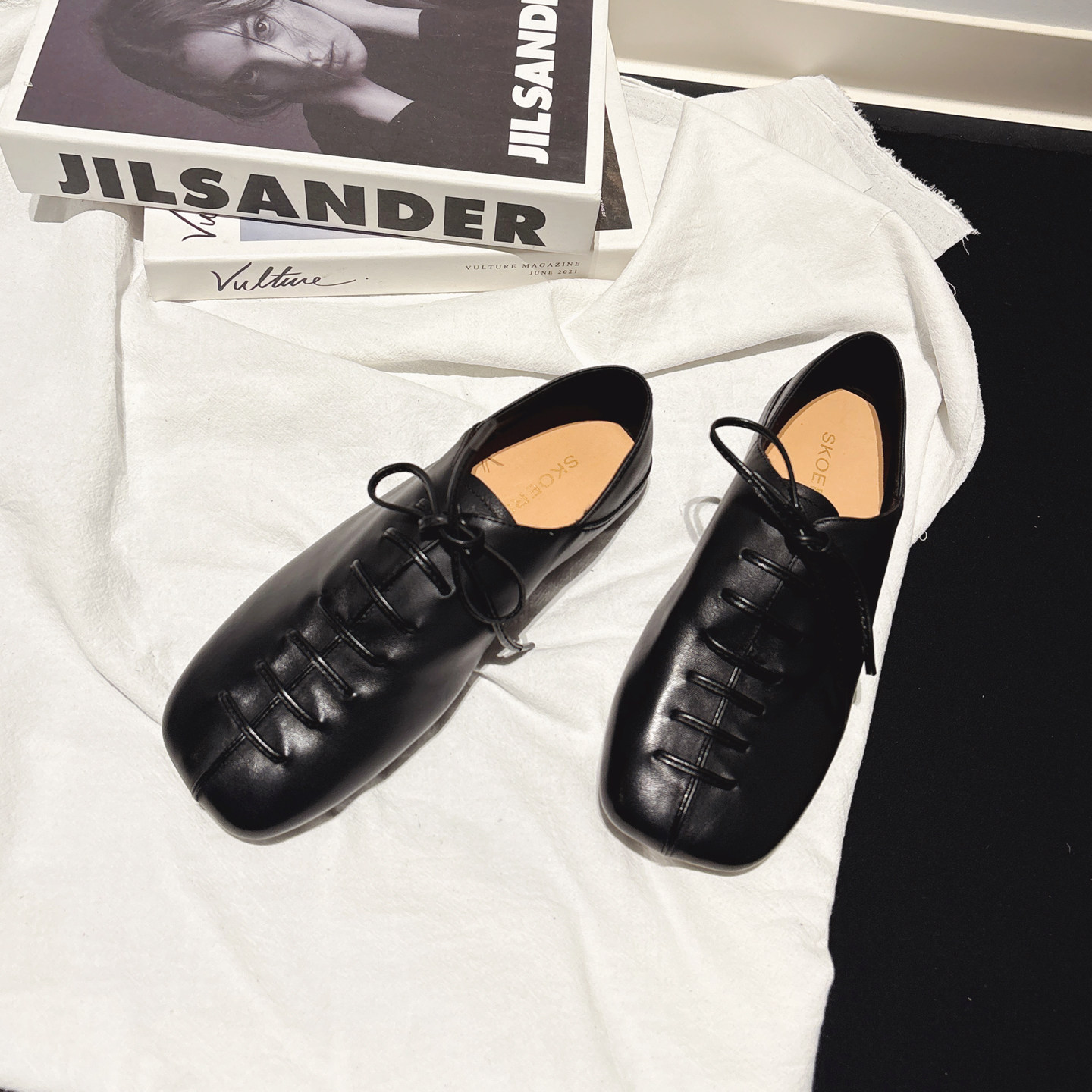 小羊皮~可踩穿平跟英伦系带小皮鞋女配袜子牛津鞋ins深口方头单鞋,淘宝优惠券,粉丝福利购,淘宝优惠卷