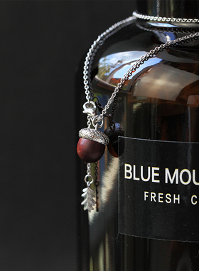 BLUE GLOW设计师原创银饰松果红檀木橡果圣诞礼物女创意纯银手链