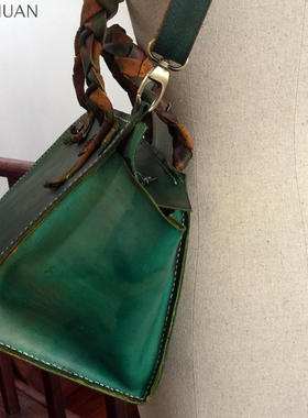 原创环保设计师艺术绿色手提包