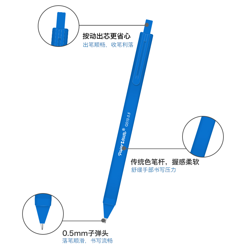 缤乐美心心笔0.5中国风G510速干中性笔按动舒适顺滑黑色papermate-图1