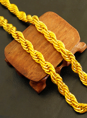 仿黄金项链男粗麻花链沙金项链女细锁骨链镀金情侣大金链潮送女友