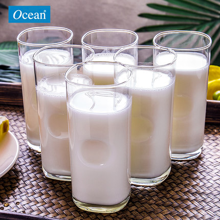 原装进口泰国ocean圆形无铅透明玻璃杯 牛奶杯普通饮料杯方形杯子