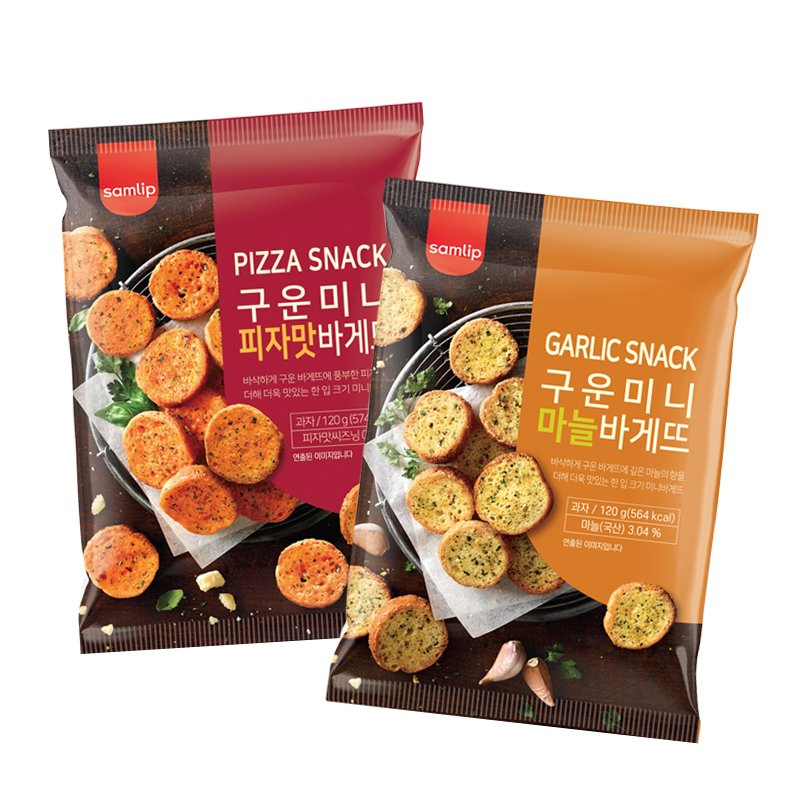 韩国进口零食Samlip三立法式披萨蒜蓉蒜香味烤面包干网红代餐饼干 - 图2