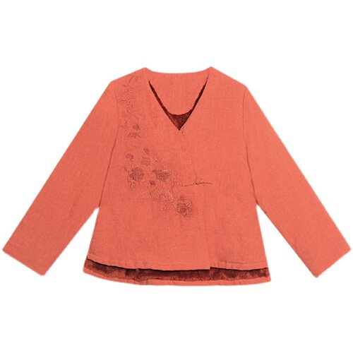 秋冬加绒短外套加厚汉服复古盘扣中国风上衣中式女装红色棉衣棉服 - 图3