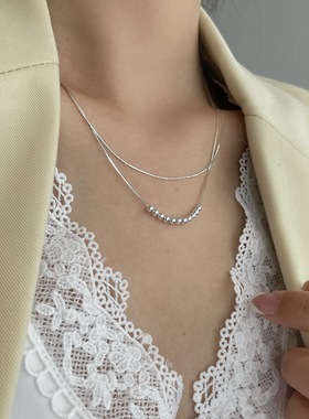 双层网红博主银色锁骨链