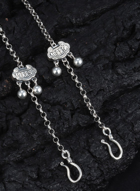 纯银小喜锁如意链条吊坠