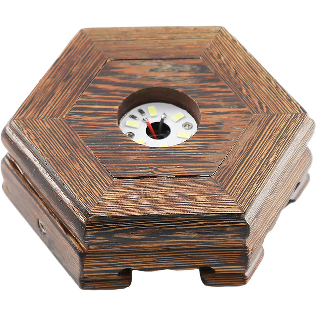 Solid wood three-color luminous rectangular round base
