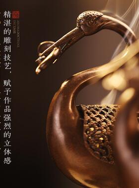家用茶道摆件紫铜室内熏香炉