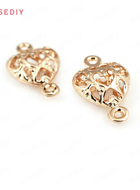 diy铜镀真金耳环头饰桃心项链