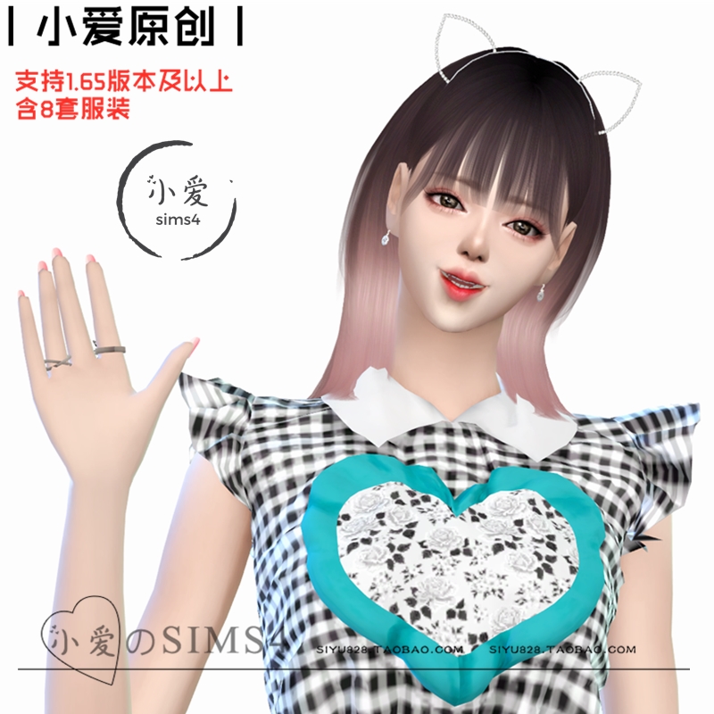 【小爱原创】模拟人生4sims4人物Mod小人含8套服装34#女娃-1.65 - 图1