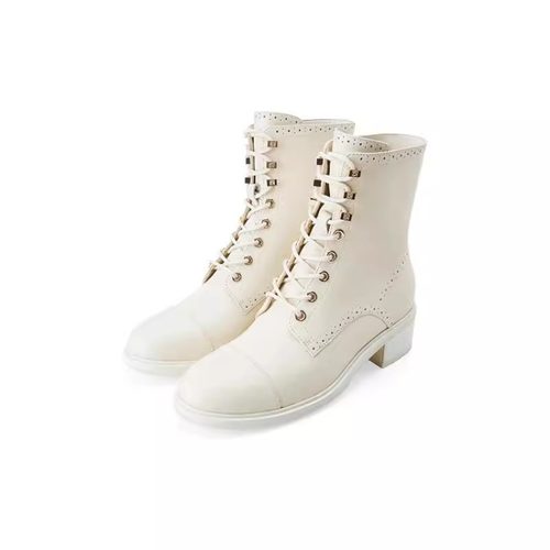 D：Fuse/迪芙斯秋冬牛皮马丁靴圆头粗跟前系带短靴女DF34116209 - 图3