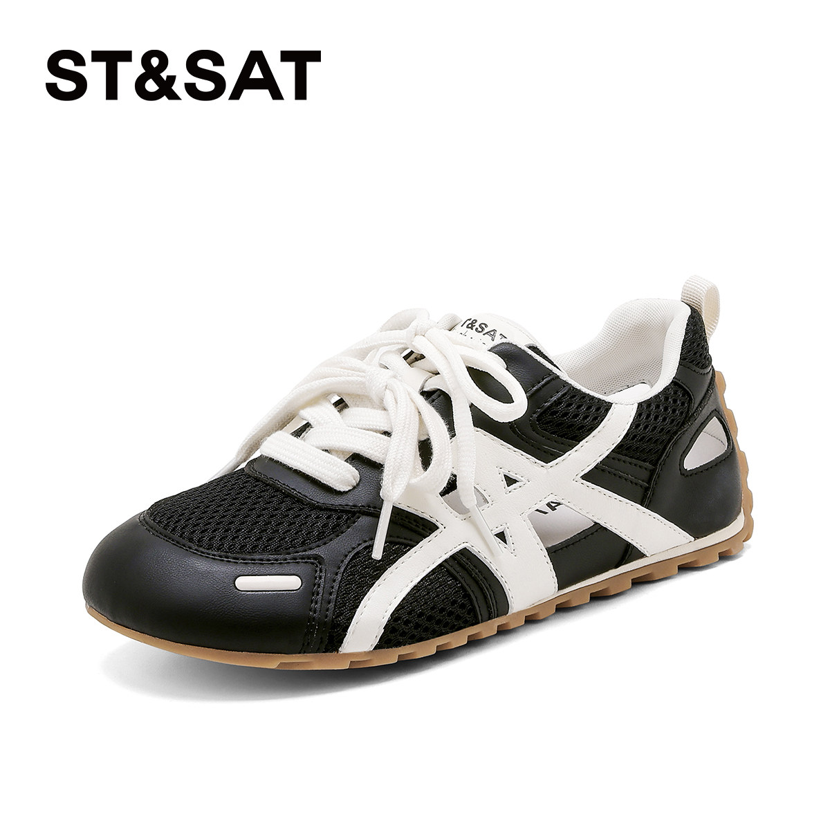 St&Sat/星期六夏季网面透气圆头系带平底阿甘德训鞋女SSD2112WCT,淘宝优惠券,粉丝福利购,淘宝优惠卷