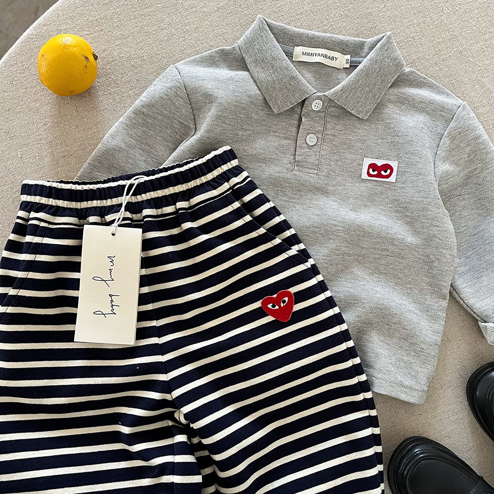 儿童POLO衫薄款2026春季新款男童纯色上衣宽松宝宝爱心T恤女长袖,淘宝优惠券,粉丝福利购,淘宝优惠卷