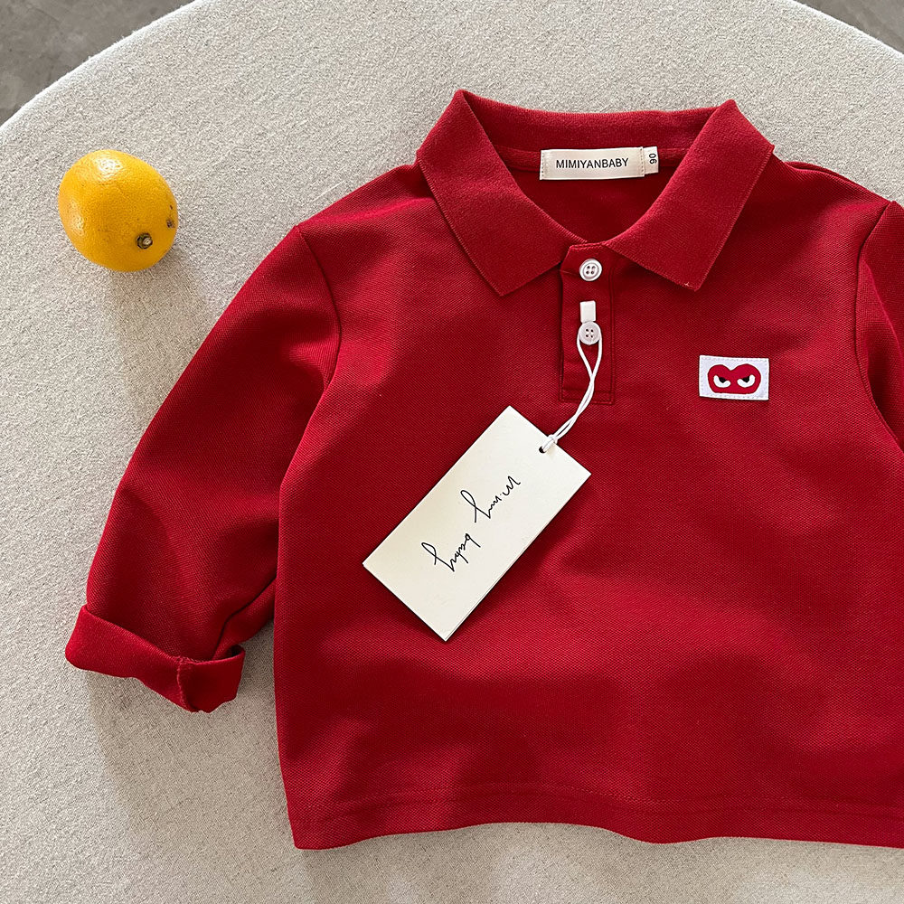 儿童POLO衫薄款2026春季新款男童纯色上衣宽松宝宝爱心T恤女长袖,淘宝优惠券,粉丝福利购,淘宝优惠卷