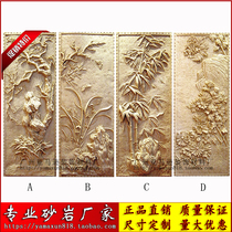 Amazon sandstone solid relief plum FJ075 GRP imitation bronze embossed background wall sand sculpted decoration stone