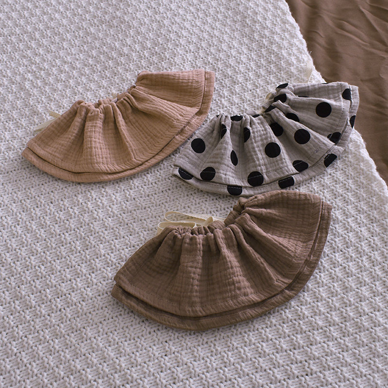 INS婴童纯棉围嘴360°宝宝可调节系带口水巾轻薄透气纱布圆形围嘴