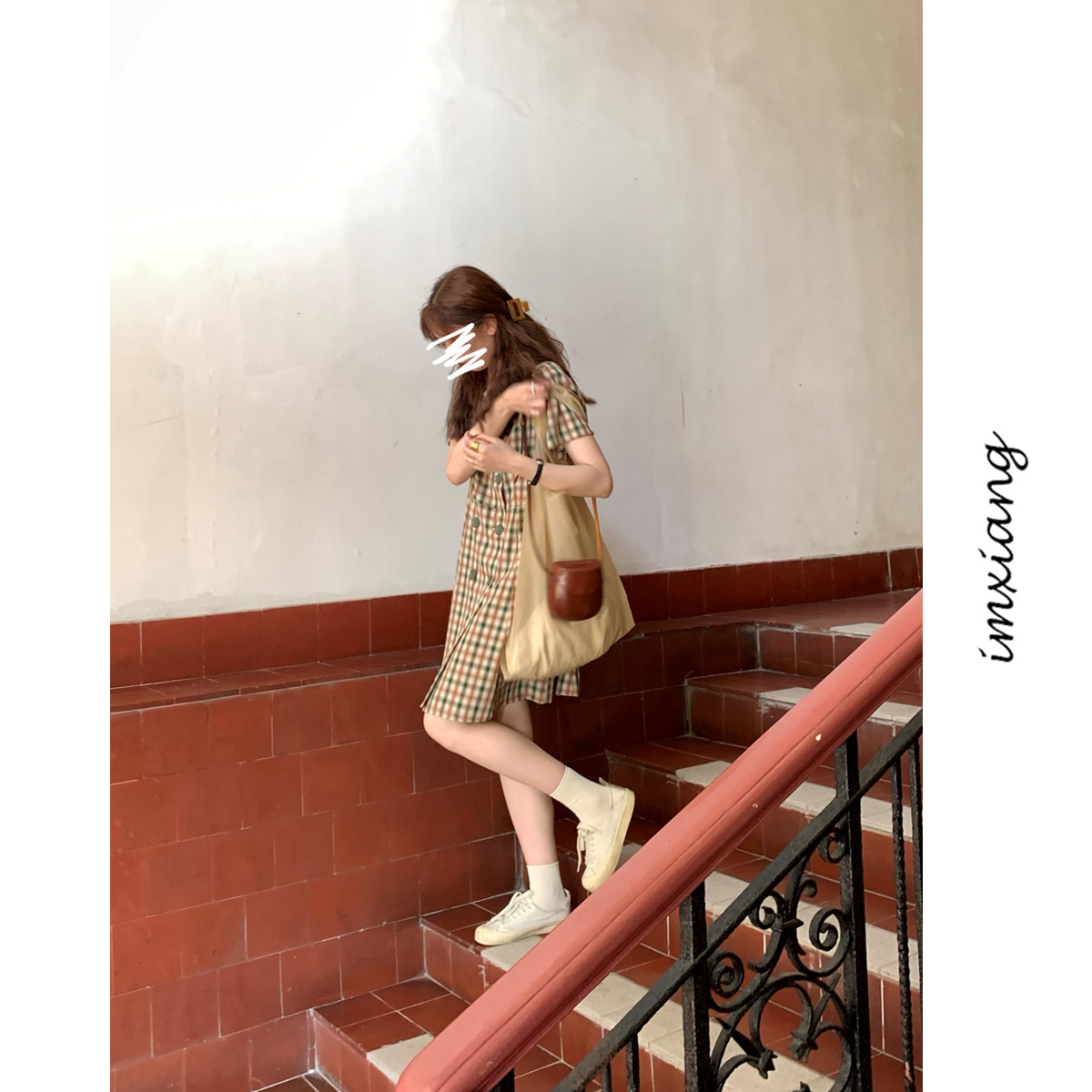 im向自制2020夏季新款复古连衣裙 im向 imxiang自制连衣裙