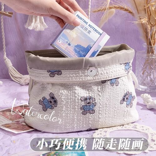 迷你水彩颜料盒摸鱼水彩本迷你小画板随身携带儿童水彩画涂色画板 - 图3