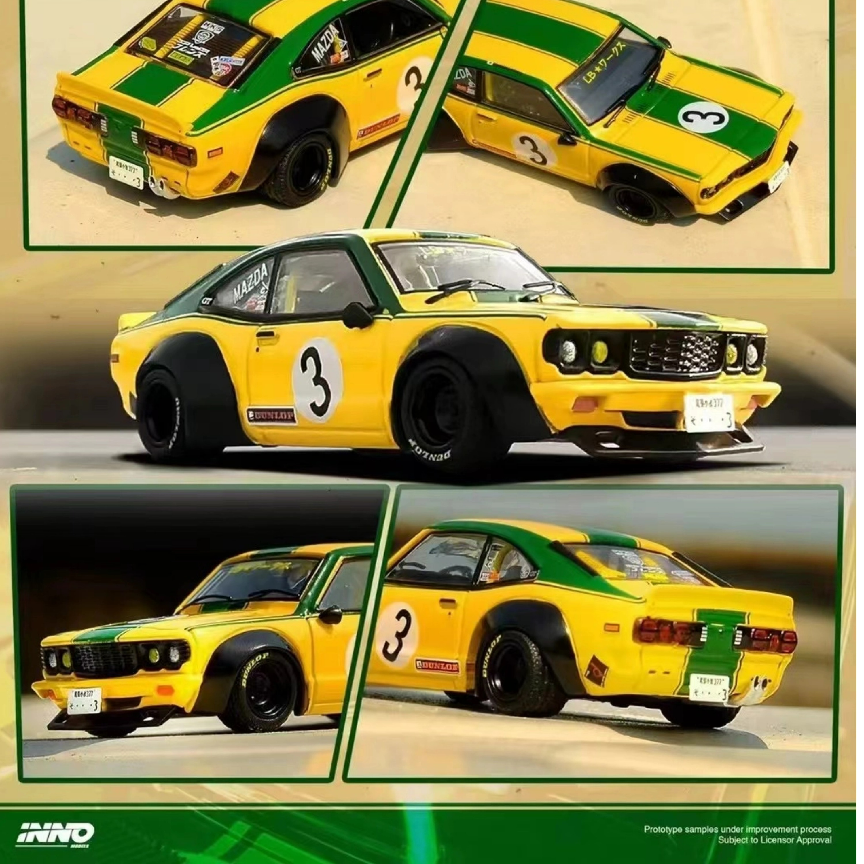 24年7月预INNO1:64马自达MAZDA RX-3 LBWK宽体改装合金汽车模型 - 图0