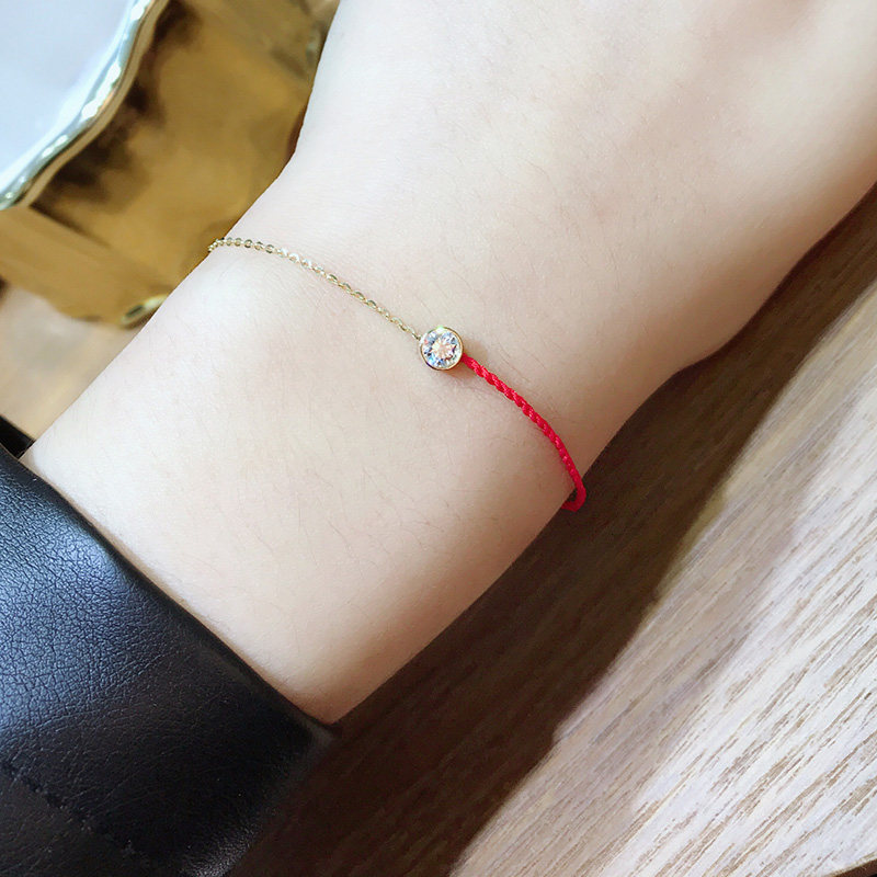 本命年韩国14K黄金手链女 闪亮锆石半红绳送女友幸运手链学生礼物,淘宝优惠券,粉丝福利购,淘宝优惠卷