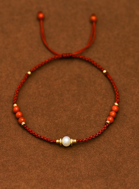 INNORE女14k金红绳编织手链