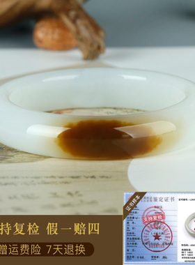 和田玉手镯女款玉镯子糖白