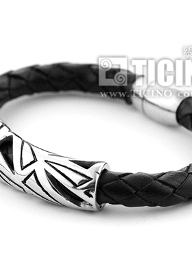 欧美风复古牛皮编织不褪色手镯链