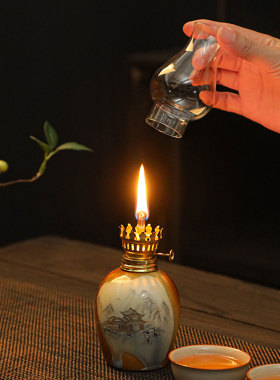 复古柴烧陶瓷香薰酥油灯